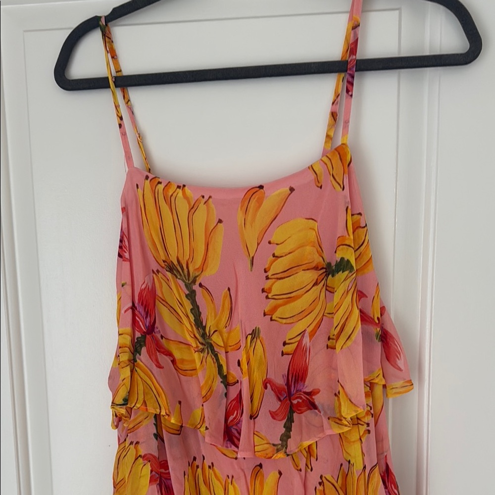 FARM Rio Pink and Yellow Floral Midi Dress